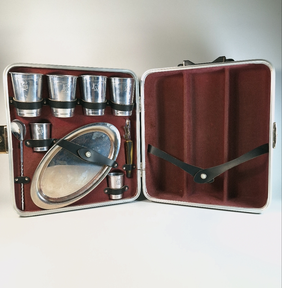 Vintage Ever Wear Stainless Steel Black Case Portable Travel Bar